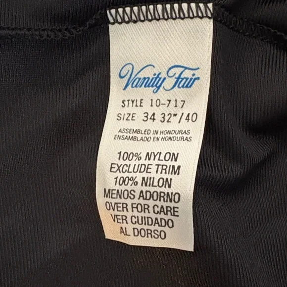 Vanity Fair Black Maxi Slip with Adjustable Spaghetti Straps-S (34) - Picture 7 of 7